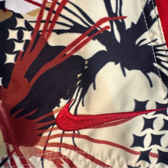 Nike Red and Black Swim Shorts with Bold Design - Picture 2 of 4